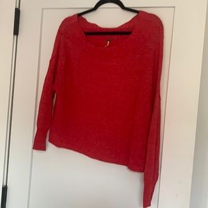 Off the shoulder red freepeople knit sweater